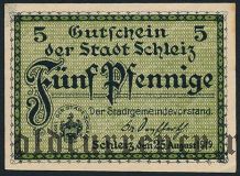 Шлайц (Schleiz), 5 пфеннингов 1919 года