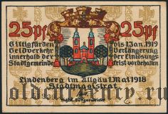 Линденберг-им-Альгой (Lindenberg i. Allgäu), 25 пфеннингов 1918 года