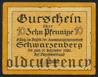 Шварценберг (Schwarzenberg), 10 пфеннингов 1920 года