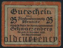 Шварценберг (Schwarzenberg), 25 пфеннингов 1920 года