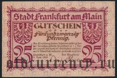 Франкфурт-на-Майне (Frankfurt am Main), 25 пфеннингов 1919 года