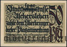 Ашерслебен (Aschersleben), 50 пфеннингов 1921 года. Вар. 1