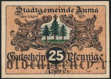 Аума (Auma), 25 пфеннингов 1921 года