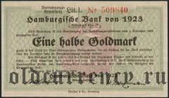 Гамбург (Hamburg), 1/2 золотой марки 1923 года