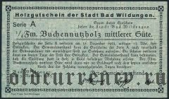 Бад-Вильдунген (Bad Wildungen), 1/4 Festmeter Buchennutzholz 1923 года