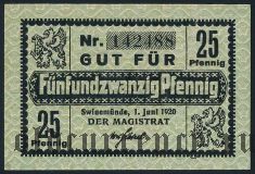 Швайнемюнде (Swinemünde), 25 пфеннингов 1920 года
