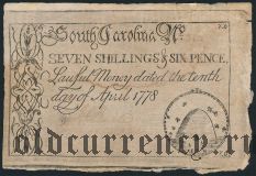 США, Южная Королина, 7 шиллингов 6 пенсов 1778 года