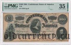Конфедеративные Штаты Америки, 100 долларов 1864 года. В слабе PMG