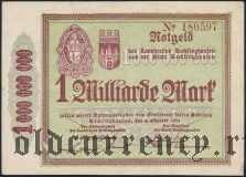 Реклингхаузен (Recklinghausen), 1.000.000.000 марок 1923 года. Номер красный