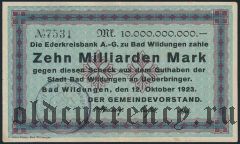 Бад-Вильдунген (Bad Wildungen), 10.000.000.000 марок 1923 года