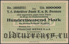 Бремен (Bremen), 100.000 марок 1923 года