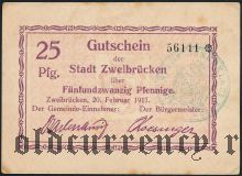 Цвайбрюккен (Zweibrücken), 25 пфеннингов 1917 года