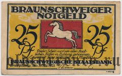 Брауншвейг (Braunschweig), 25 пфеннингов 1921 года. Вар. 1
