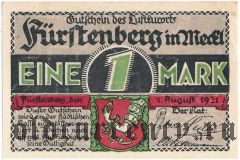 Фюрстенберг (Fürstenberg), 1 марка 1921 года. Вар. 4