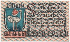 Штраусберг (Strausberg), 1 марка 1921 года
