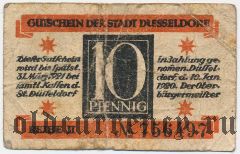 Дюссельдорф (Düsseldorf), 10 пфеннингов 1920 года. Серия: II
