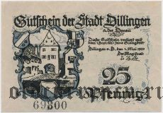 Диллинген (Dillingen), 25 пфеннингов 1920 года