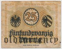 Нюрнберг (Nürnberg), 25 пфеннингов 1920 года. Вар. 1