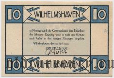 Вильгельмсхафен (Wilhelmshaven), 10 пфеннингов 1920 года