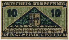 Кевелар (Kevelaer), 10 пфеннингов 1921 года. Вар. 2