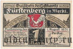 Фюрстенберг (Fürstenberg), 1 марка 1921 года. Вар. 3