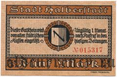 Хальберштадт (Halberstadt), 5 марок 1918 года