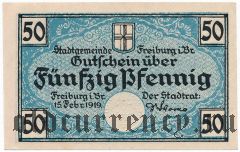 Фрайбург-им-Брайсгау (Freiburg im Breisgau), 50 пфеннингов 1919 года