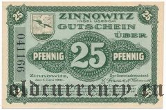 Цинновиц (Zinnowitz), 25 пфеннингов 1921 года