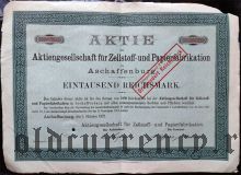 Aktiengesellschaft fur Zellstoff- und Papierfabrikation, 1000 рейхсмарок 1921