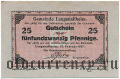Лангенальтхайм (Langenaltheim), 25 пфеннингов 1917 года
