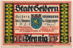 Гельдерн (Geldern), 75 пфеннингов 1921 года. Вар. 1