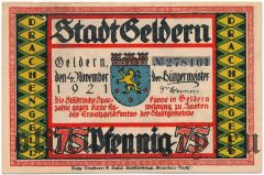 Гельдерн (Geldern), 75 пфеннингов 1921 года. Вар. 2