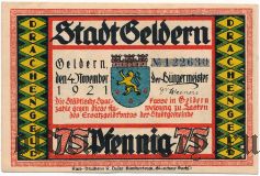 Гельдерн (Geldern), 75 пфеннингов 1921 года. Вар. 4