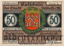 Люббекке (Lübbecke), 50 пфеннингов 1921 года
