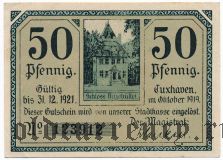 Куксхафен (Cuxhaven), 50 пфеннингов 1919 года. Вар. 1