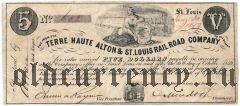 США, Terre Haute Alton & St. Louis rail road company, 5 долларов 1859 года