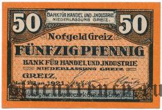 Грайц (Greiz), 50 пфеннингов 1921 года