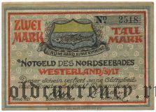 Вестерланд (Westerland), 2 марки 1921 года