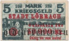 Лёррах (Lörrach), 50.000 марок, надпечатка на 5 марках 1918 года