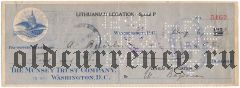 Литовская дипломатическая миссия в США, чек на 5 долларов 1927 года