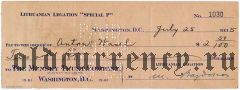 Литовская дипломатическая миссия в США, чек на 2,50 долларов 1935 года