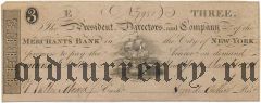 США, Merchants Bank, 3 доллара 1820 года