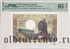 Мали, 1000 франков (1970-84) года. В слабе PMG