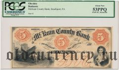 США, Mc. Kean County Bank, 5 долларов. В слабе PCGS
