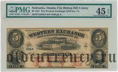 США, Western Exchange, 5 долларов 1857 года. В слабе PMG
