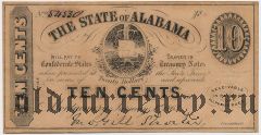 США, State of Alabama, 10 центов 1863 года