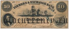 США, Farmers & Exchange Bank, 10 долларов 1854 года