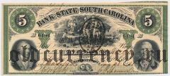 США, Bank of the State of South Carolina, 5 долларов 1861 года. Вар.2