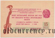 Киргизская ССР, комитет по физкультуре и спорту, футбольная лотерея 1987 года, 15 выпуск