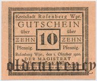 Розенберг (Rosenberg/Susz), 10 пфеннингов 1920 года